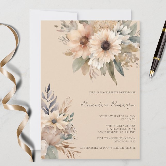 Invitation Fête de mariage bohème neutre (Créateur téléchargé)