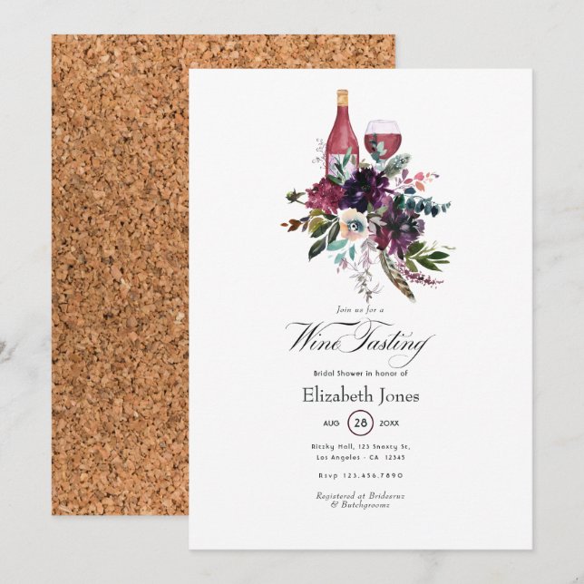 Invitation Fête de mariage Bohème Rustique Rouge Baie Vinoise (Devant / Derrière)
