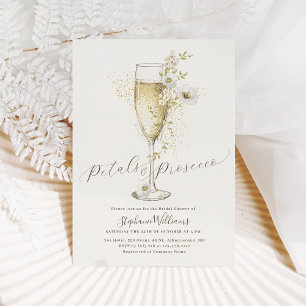 Invitation Fête de mariage Boho Petals et Prosecco 