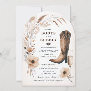 Invitation Fête de mariage Boots Bubbly Western Country Arch