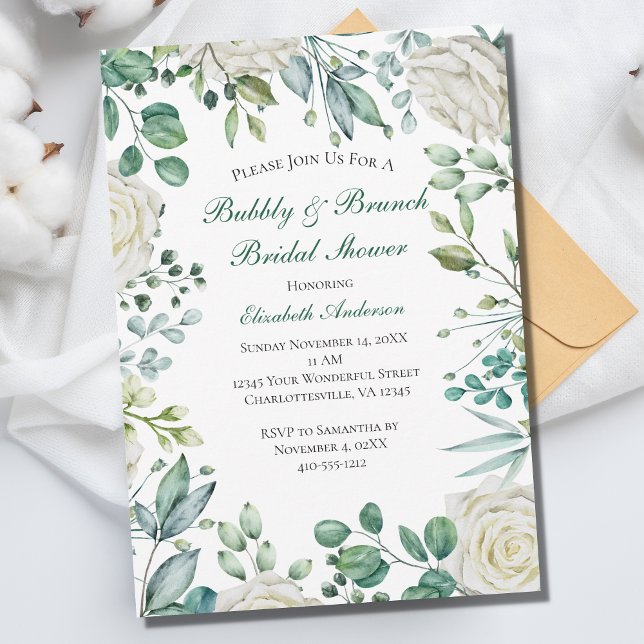 Invitation Fête de mariage botanique à l'eucalyptus floral bl (Créateur téléchargé)