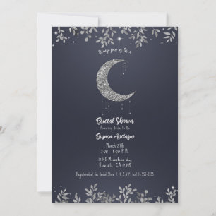 Invitation Fête de mariage botanique bleu clair de lune d'arg