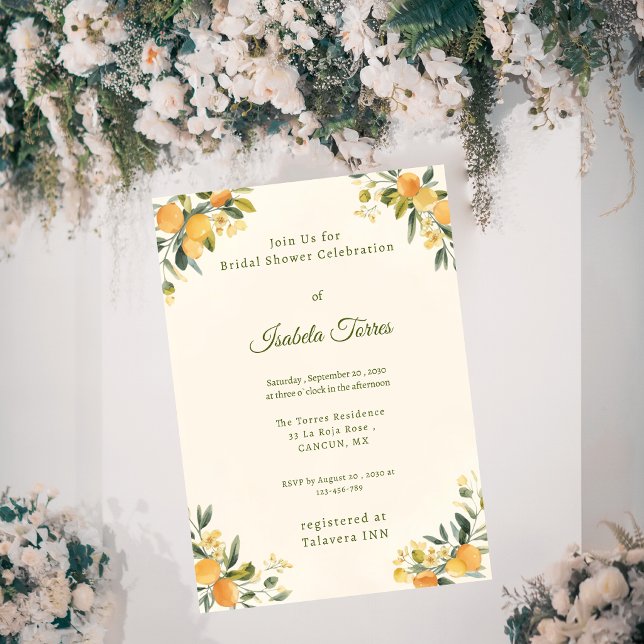 Invitation Fête de mariage botanique de citrons méditerranéen (Créateur téléchargé)