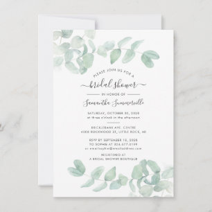 Invitation Fête de Mariage Botanique Écriture Verdure Eucalyp