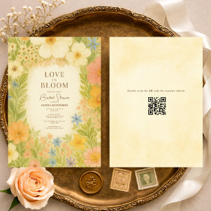 Invitation Fête de mariage botanique Love in Bloom avec code 