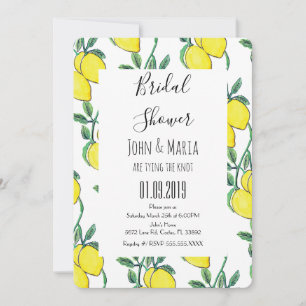 Invitation Fête de mariage Bouquet Vert Citron Aquarelle