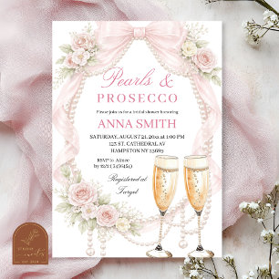Invitation Fête de mariage Bow Coquette Perles et Prosecco