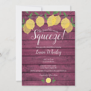 Invitation Fête de mariage Burgundy Wood Main Squeeze Lemon