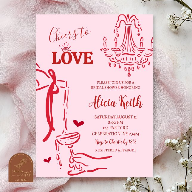 Invitation Fête de mariage capricieuse dessinée à la main à C (Créateur téléchargé)