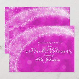 Invitation Fête de mariage Cendrillon scintillante rose et bl