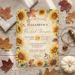 Invitation Fête de mariage champêtre aquarelle tournesol auto