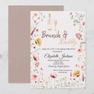 Invitation Fête de mariage champêtre aquarelle vin fleurs