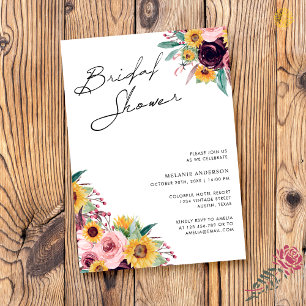 Invitation Fête de mariage champêtre automnal Burgundy Tourne