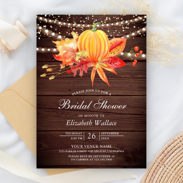 Invitation Fête de mariage champêtre aux feuilles d'automne e (Créateur téléchargé)