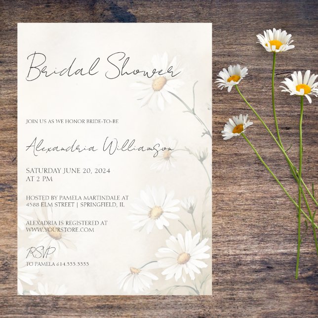 Invitation Fête de mariage champêtre aux marguerites (Créateur téléchargé)