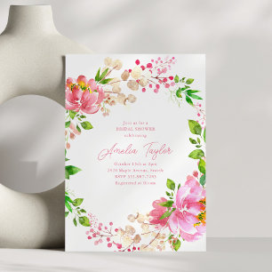 Invitation Fête de mariage champêtre aux pivoines aquarelles 