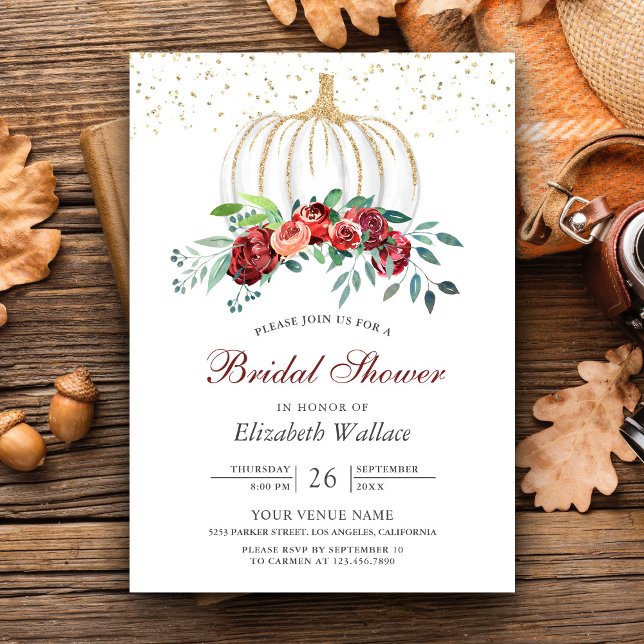 Invitation Fête de mariage champêtre avec citrouille blanche  (Créateur téléchargé)