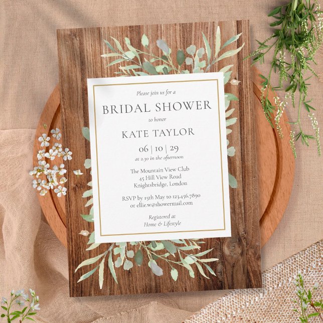 Invitation Fête de mariage champêtre avec feuilles de verdure (Créateur téléchargé)