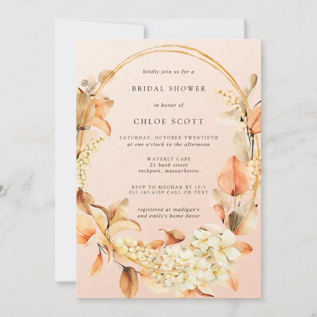 Invitation Fête de mariage champêtre avec fleurs blanches et  (Devant)