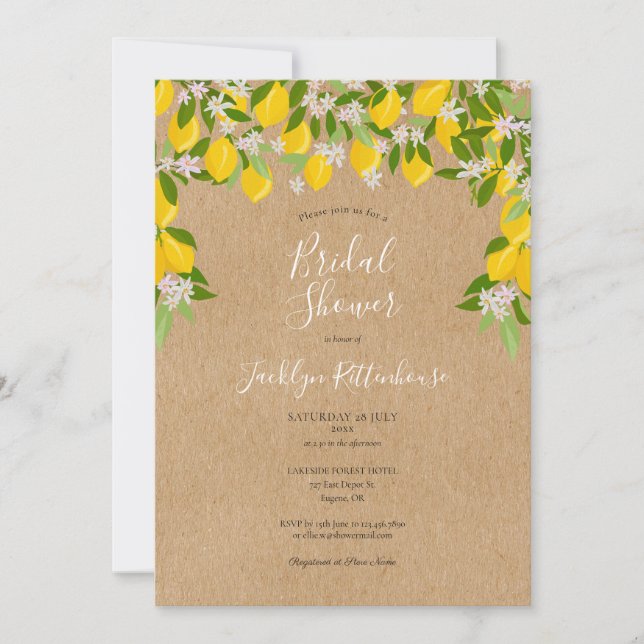 Invitation Fête de mariage champêtre avec fleurs de citronnie (Devant)