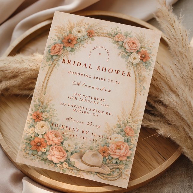 Invitation Fête de mariage champêtre avec fleurs de ranch (Créateur téléchargé)
