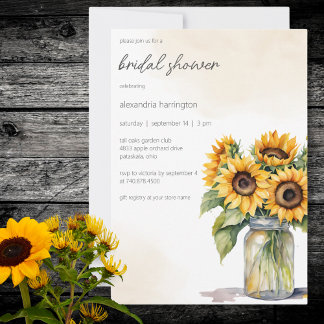 Invitation Fête de mariage champêtre avec tournesols