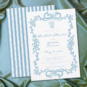 Invitation Fête de mariage champêtre bleu capricieux