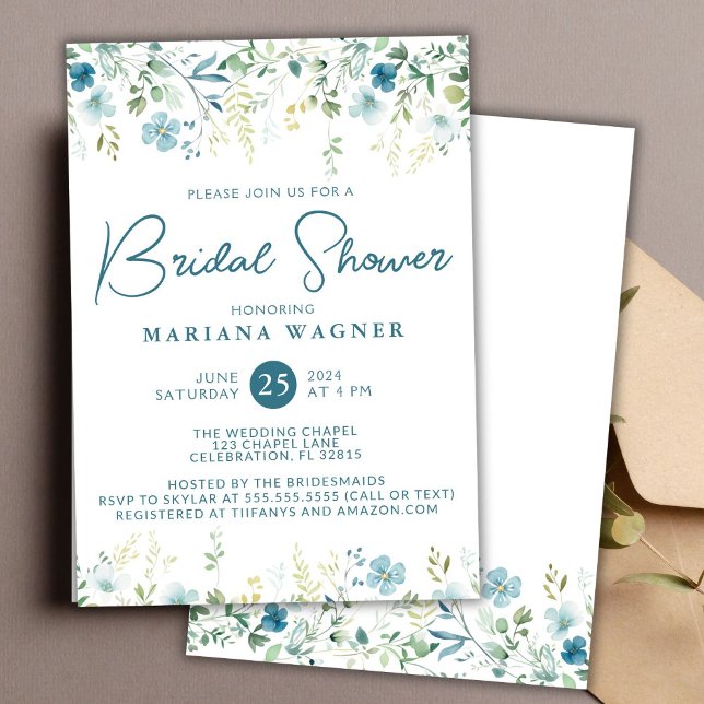 Invitation Fête de mariage champêtre bleu sarcelle (Créateur téléchargé)