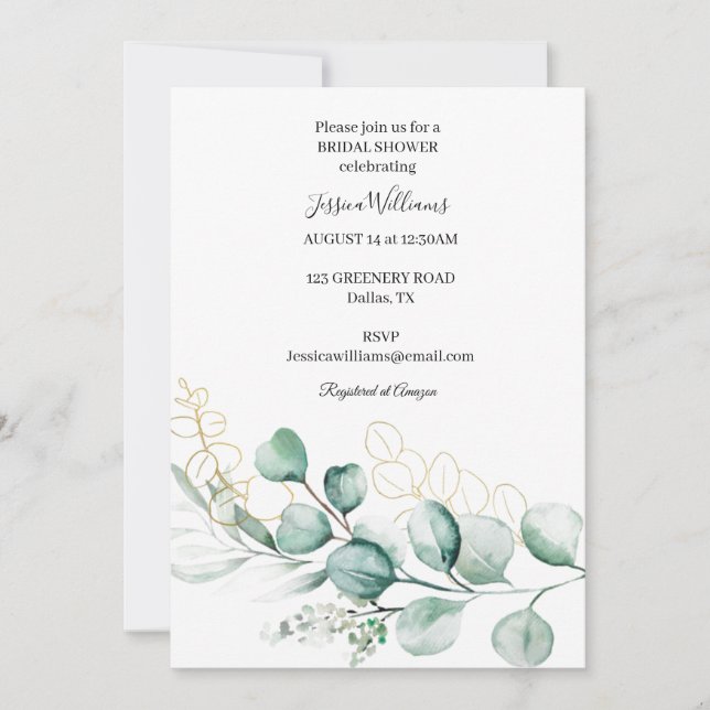 Invitation Fête de mariage champêtre botanique Eucalyptus Boh (Devant)