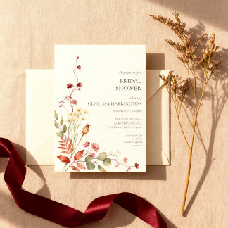 Invitation Fête de mariage champêtre Burgundy et Blush