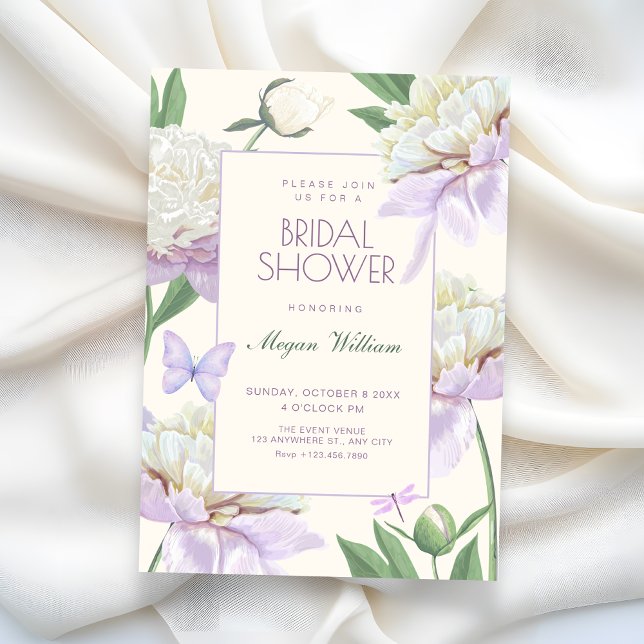 Invitation Fête de mariage champêtre de fleurs violettes viol (Créateur téléchargé)