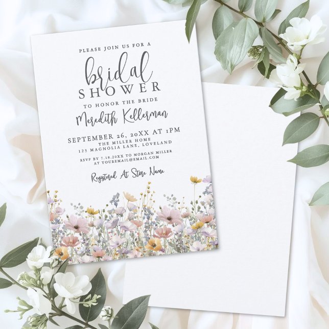 Invitation Fête de mariage champêtre élégante (Elegant Wildflower Bridal Shower Invitation)