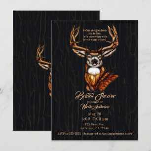 Invitation Fête de mariage champêtre en bois de cerf en bois
