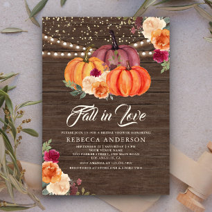 Invitation Fête de mariage champêtre en bois de citrouille fl
