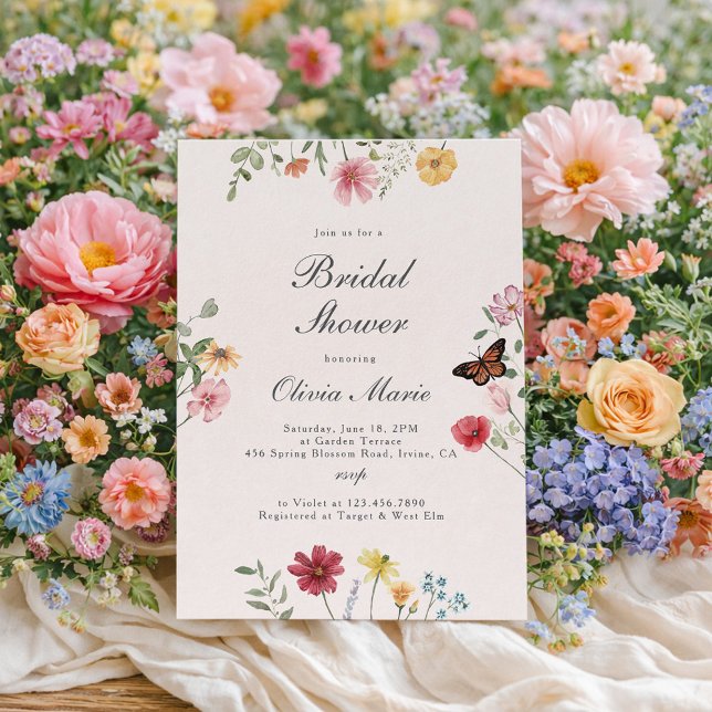 Invitation Fête de mariage champêtre et papillon (Créateur téléchargé)
