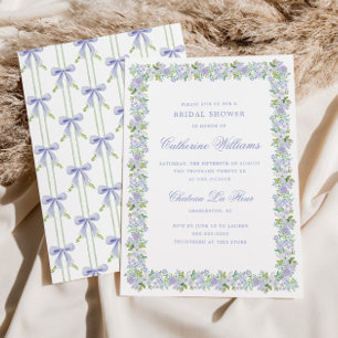 Invitation Fête de mariage champêtre fleuri lavande à rayures