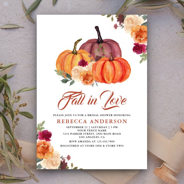 Invitation Fête de mariage champêtre Fleurs orange brûlée Cit (Créateur téléchargé)