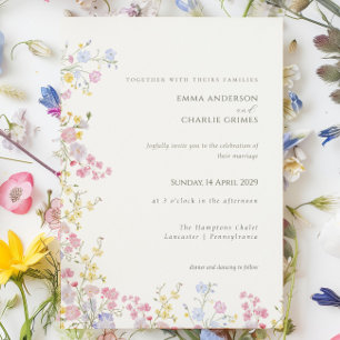 Invitation Fête de mariage champêtre florale printemps été