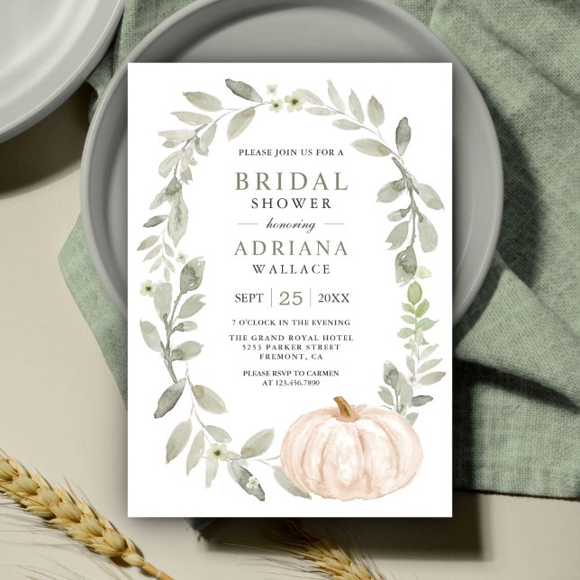 Invitation Fête de mariage champêtre sauge verdure blanche ci (Créateur téléchargé)