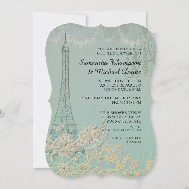 Invitation Fête de mariage chic couples rétro glamour Paris P (Dos)