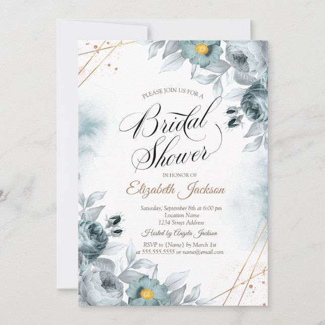 Invitation Fête de mariage Chic Green Roses (Devant)