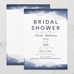 Invitation Fête de mariage chic moderne bleu de nuit à l'aqua