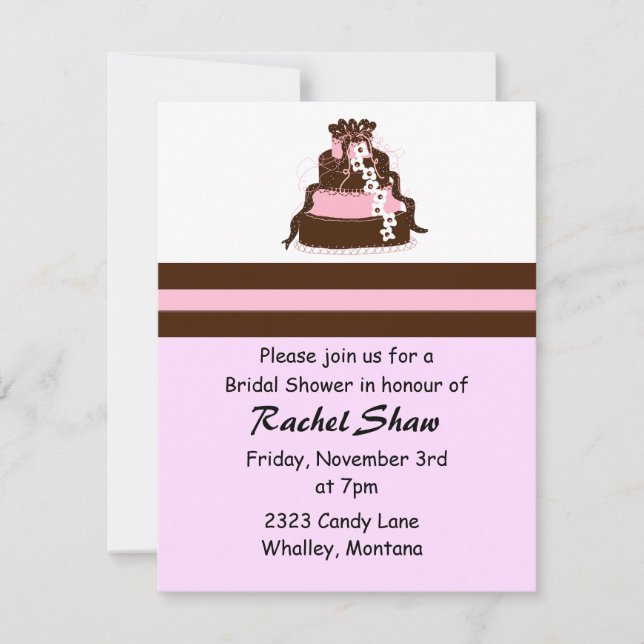Invitation Fête de mariage chocolat et rose (Devant)