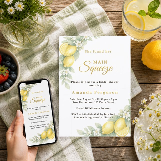 Invitation Fête de mariage citronnée, fête d'été (Créateur téléchargé)