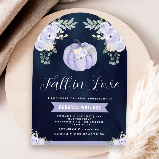 Invitation Fête de mariage Citrouille Lavande Roses Arc Bleu  (Créateur téléchargé)