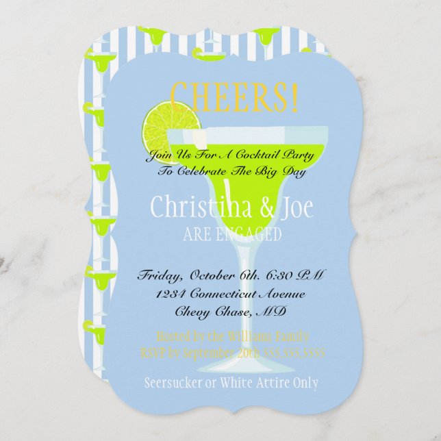 Invitation Fête de mariage cocktail Margarita & Limes Fiesta (Devant / Derrière)