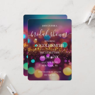 Invitation Fête de mariage Colorée Bokeh
