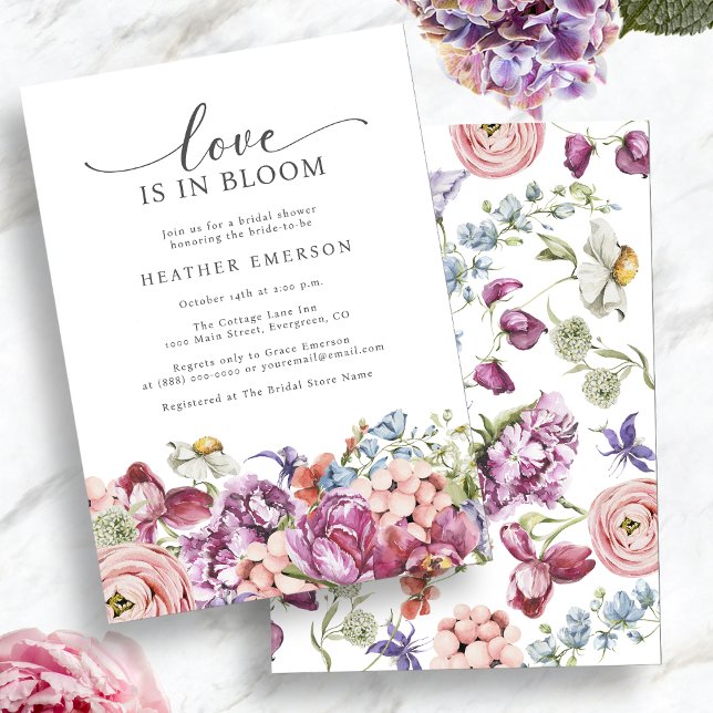 Invitation Fête de mariage Colorful Love (Colorful Wildflower Love In Bloom Bridal Shower Invitation by Painted Paperie
)