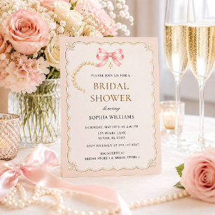 Invitation Fête de Mariage Coquette Perles & Prosecco