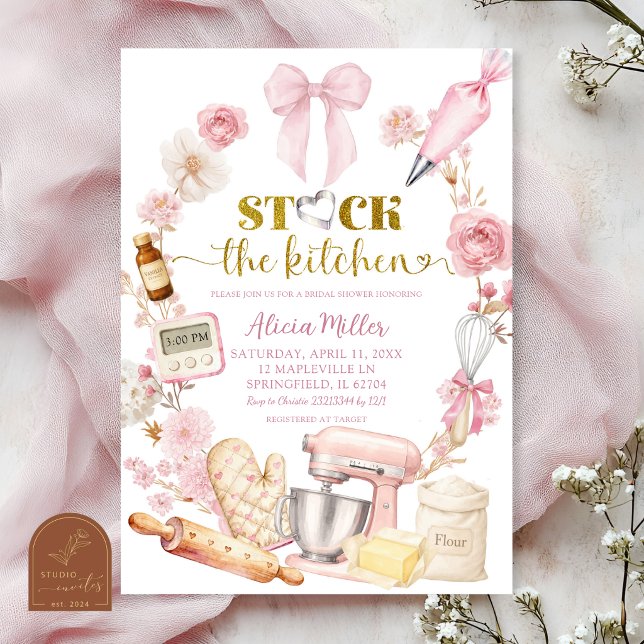 Invitation Fête de mariage Coquette Rose Cuisine à garnir (Créateur téléchargé)